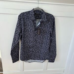 Michael Kors Men's Black and Lavendar Purple Floral Shirt Size Medium BRAND NEW